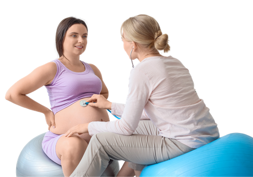 Healthcare professional providing supportive care to a pregnant woman